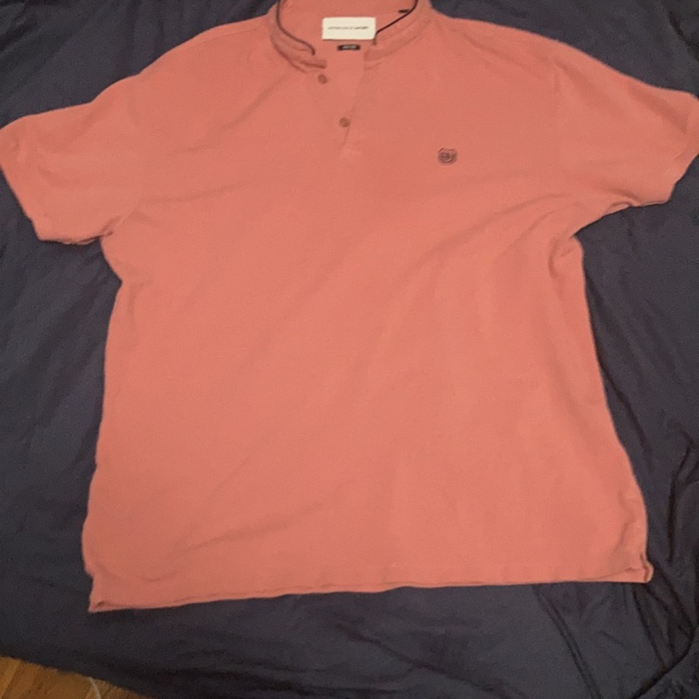 The kooples salmon colored collarless polo